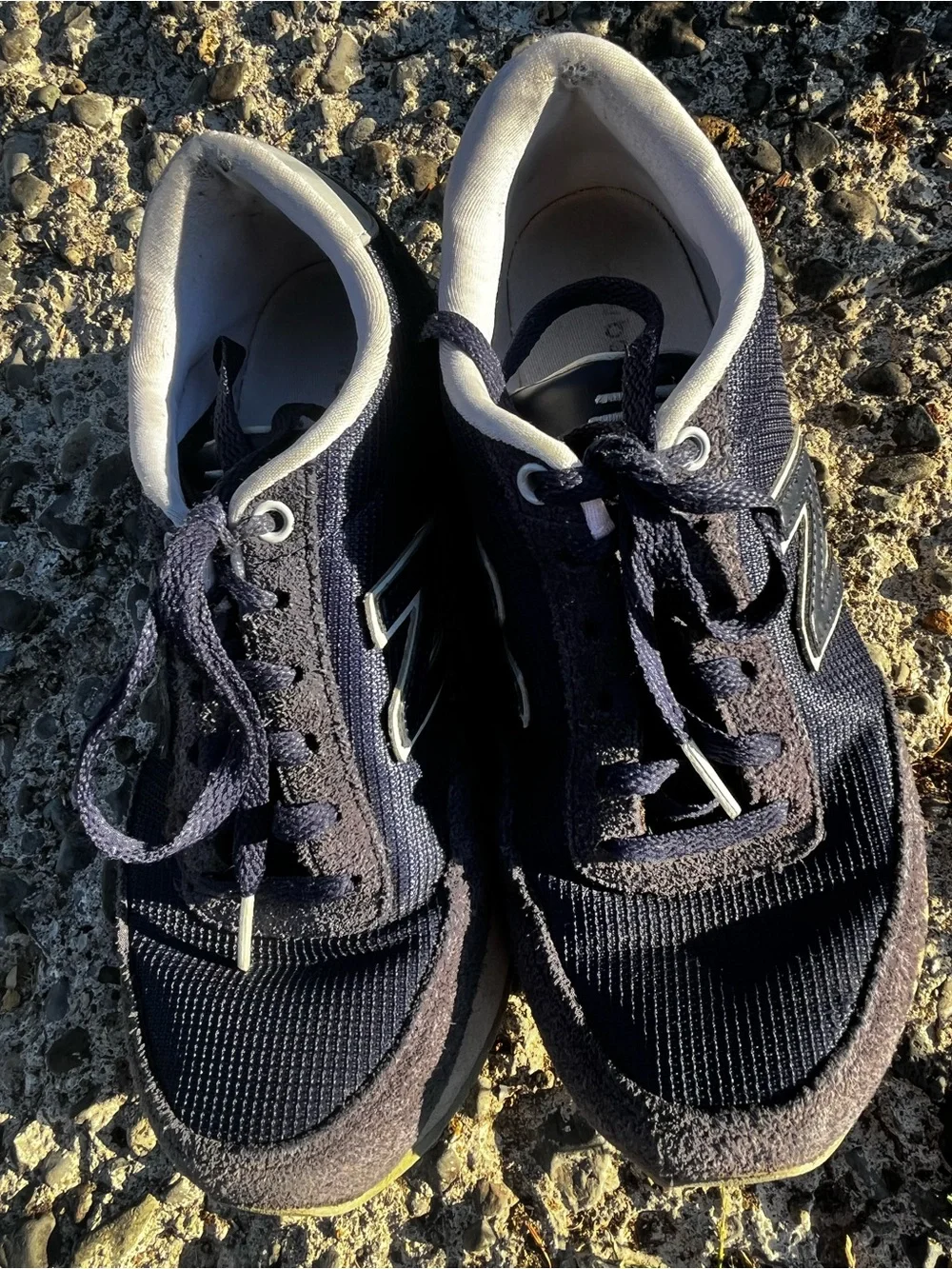 New Balance Dark Navy Lace-Up Sneakers with Cream Midsole